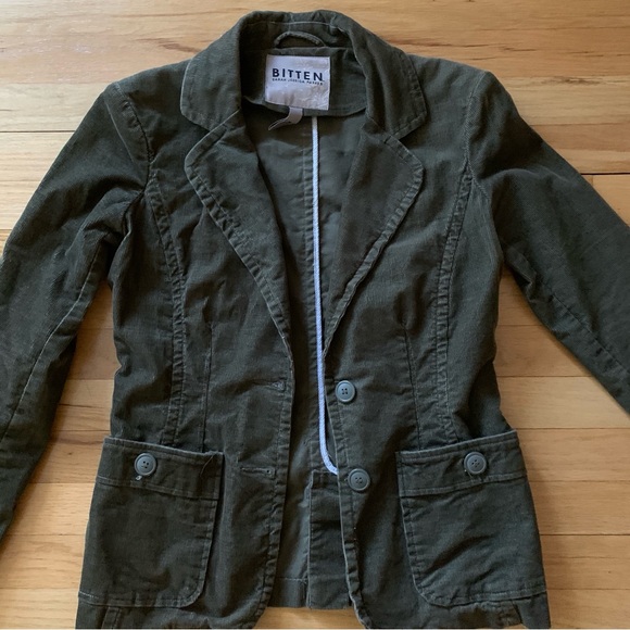 Bitten by Sarah Jessica Parker Olive Green Corduroy Blazer - Size Medium - Picture 6 of 10
